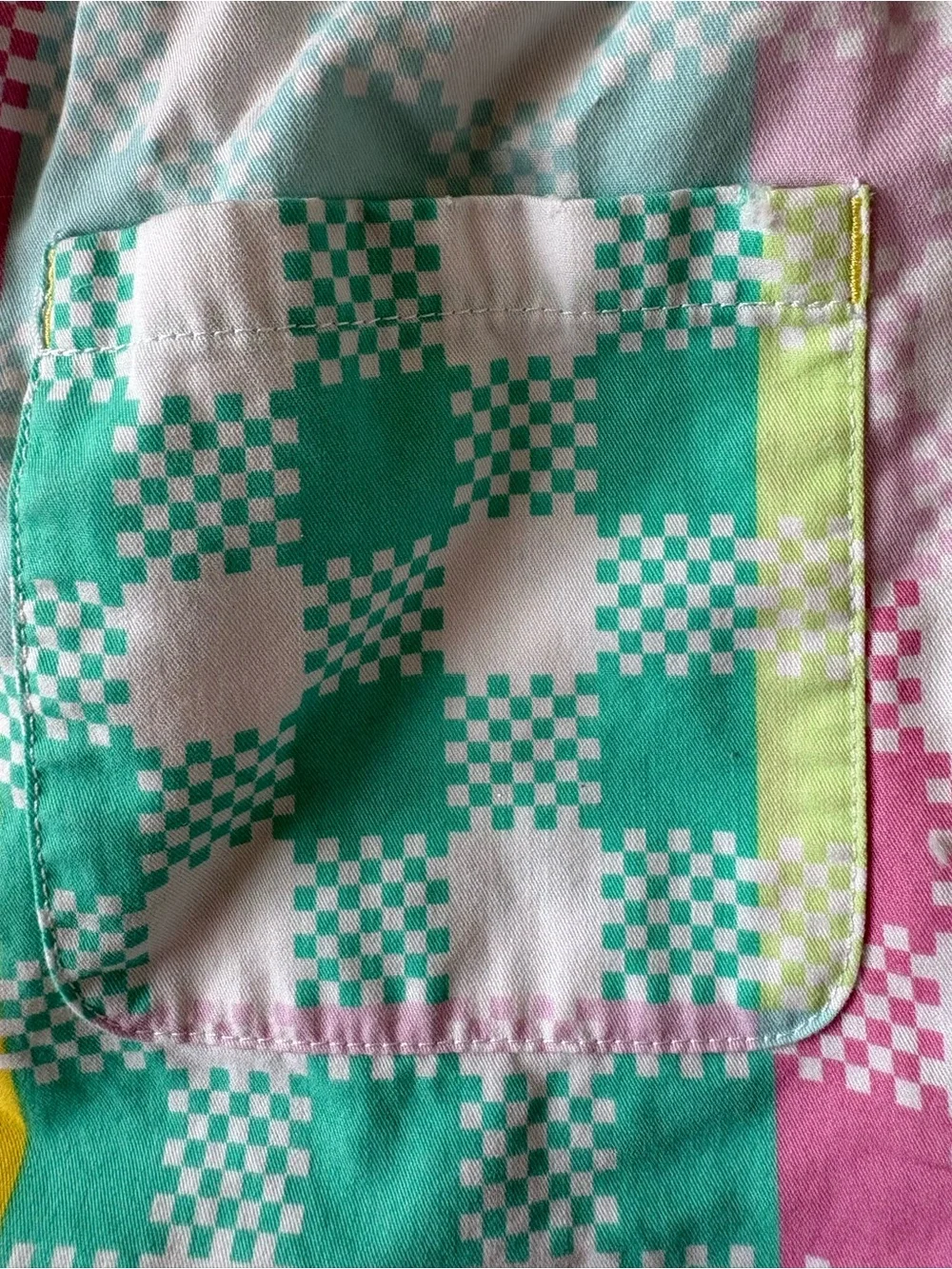Lands End Girls Shorts XL 14/16 Gingham Rainbow Ruffle Cotton Colorful Preppy